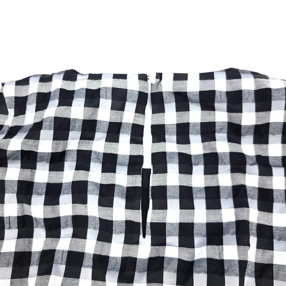 J CREW Puff Sleeve mini dress textured plaid Womens XS Cottagecore Black White